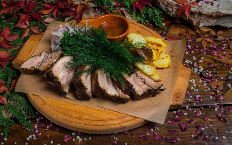 Smoked pork ribs served photo Smoked pork ribs served image